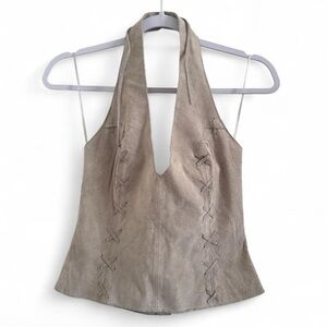 Real Leather Topshop Beige Halter Top